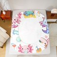 thumbnail image 4 of Manfei Watercolor Salamander Fitted Sheet Queen,Aquatic Amphibian Axolotl Print Bedding,3-Piece,1 Fitted Sheet and 2 Pillowcases, 4 of 6