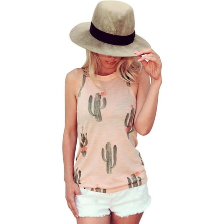 - Nlife Women Sleeveless Cactus Printed Tank Top