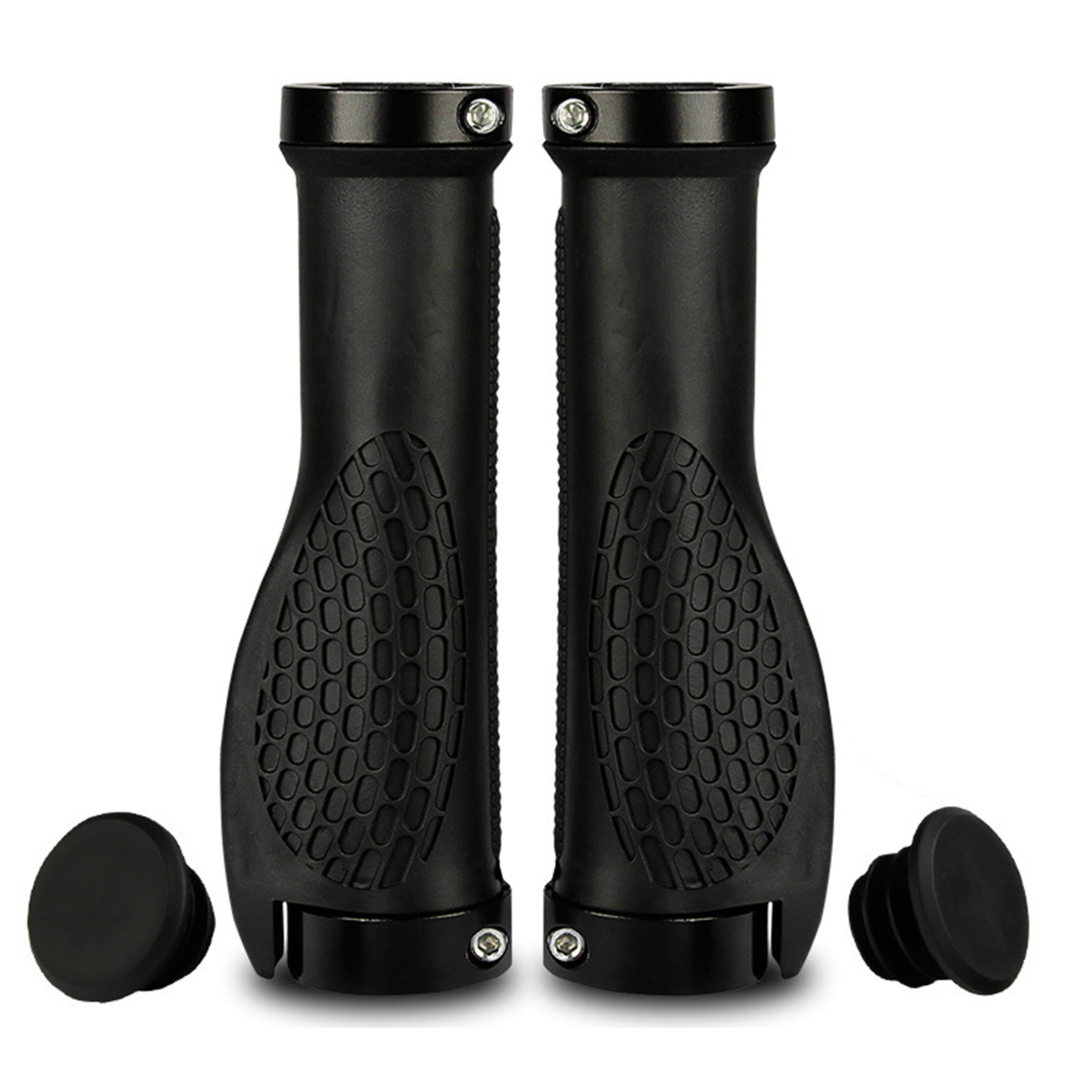 New Black Rubber MTB Grips Keirin For 22.2mm Handle Bars Free P&P 