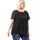 thumbnail image 4 of Plus Size Blouse for Women's Top T Shirt Contrast Panel Dots Summer Short Sleeve Blouse Black 1X, 4 of 7