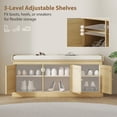 thumbnail image 6 of HOMCOM Shoe Storage Bench with Woven Rattan, Shoe Bench with Cushion, Adjustable Shelves, Entryway Bench for Bedroom, Living Room, Oak Tone, 6 of 9