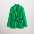 thumbnail image 4 of Blusa Conjunto de chaqueta de 2 piezas para mujer, cuello en V profundo, chaqueta informal, pantalones, traje de trabajo de talle alto Ygjytge Verde T L para Mujer, 4 of 5