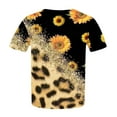 thumbnail image 5 of ZZwxWA Fashion Leopard Print Womens Tops Plus Size Short Sleeve Round Neck Summer Pullover Cute T-Shirt Yellow XXL, 5 of 6