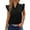 Black, variant on Fesfesfes Women's Denim-Look Round Neck Tops Casual Solid Color Loose Ruffled Cap Sleeves T-shirt Fashion Buttonless Pullover Summer Blouses(White,S)