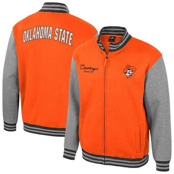 Men's Colosseum Orange Oklahoma State Cowboys Ambi-Turner Full-Zip Varsity Jacket