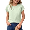 thumbnail image 2 of Loopsun Kids Girls Summer Tops Solid Round Neck Short Sleeve Blouses for 0 to 12 Years, 2 of 5