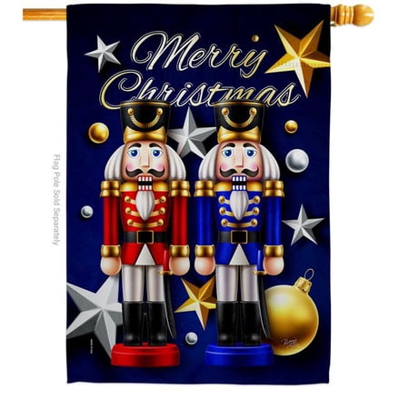 Breeze Decor 28 x 40 in. Nutcrackers House Flag with Winter Christmas Double-Sided Decorative Vertical Flags Decoration Banner Garden Yard Gift