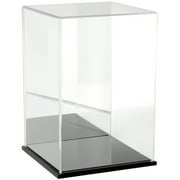 Plymor Clear Acrylic Display Case with Black Base (Mirror Back), 8" W x 8" D x 12" H
