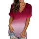 thumbnail image 2 of Fiudx Camisas de Mujer Blusa con Estampado Degradado a La Moda para Mujer, Camisetas Holgadas de Manga Corta con Cuello En V, 2 of 7