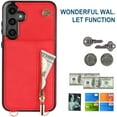 thumbnail image 3 of for Samsung Galaxy S25+ Plus (Not S25) Zipper Wallet Case with Card Holder, Crossbody Lanyard Purse Cover [Removable Shoulder Strap] with Kickstand for Samsung Galaxy S25 Plus Zip-Red, 3 of 18