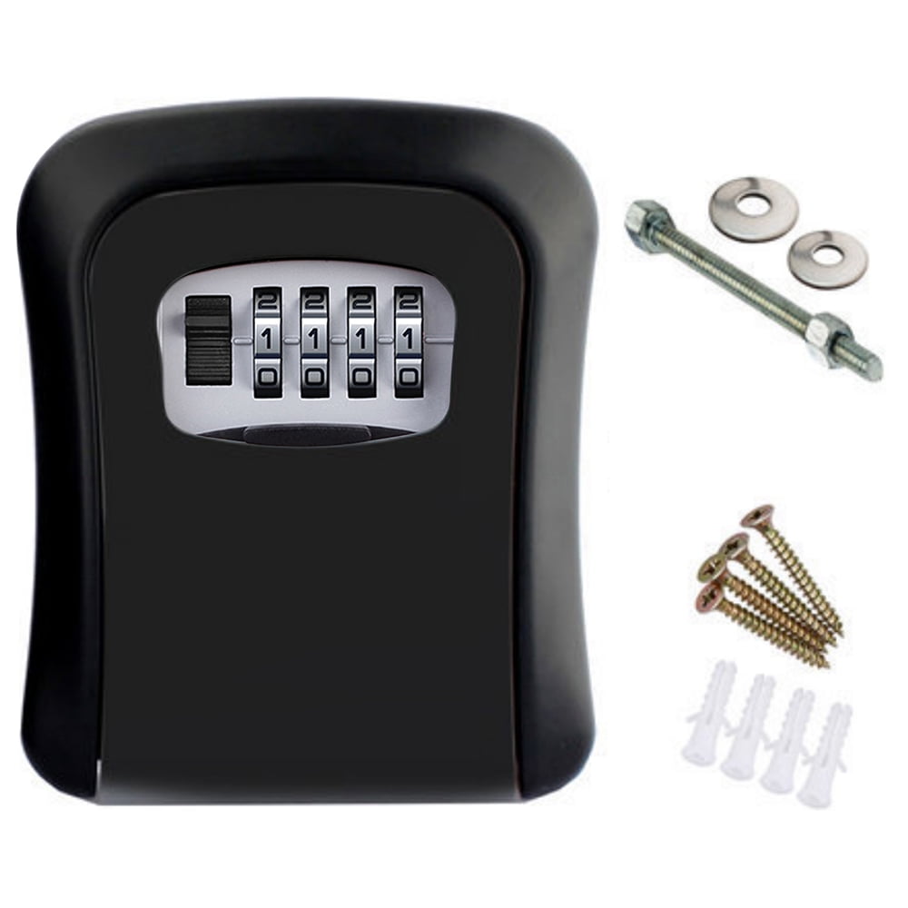 as described Combination Key Lock Box Wall Mount 4 Digit Resettable Code Key Storage Box Green