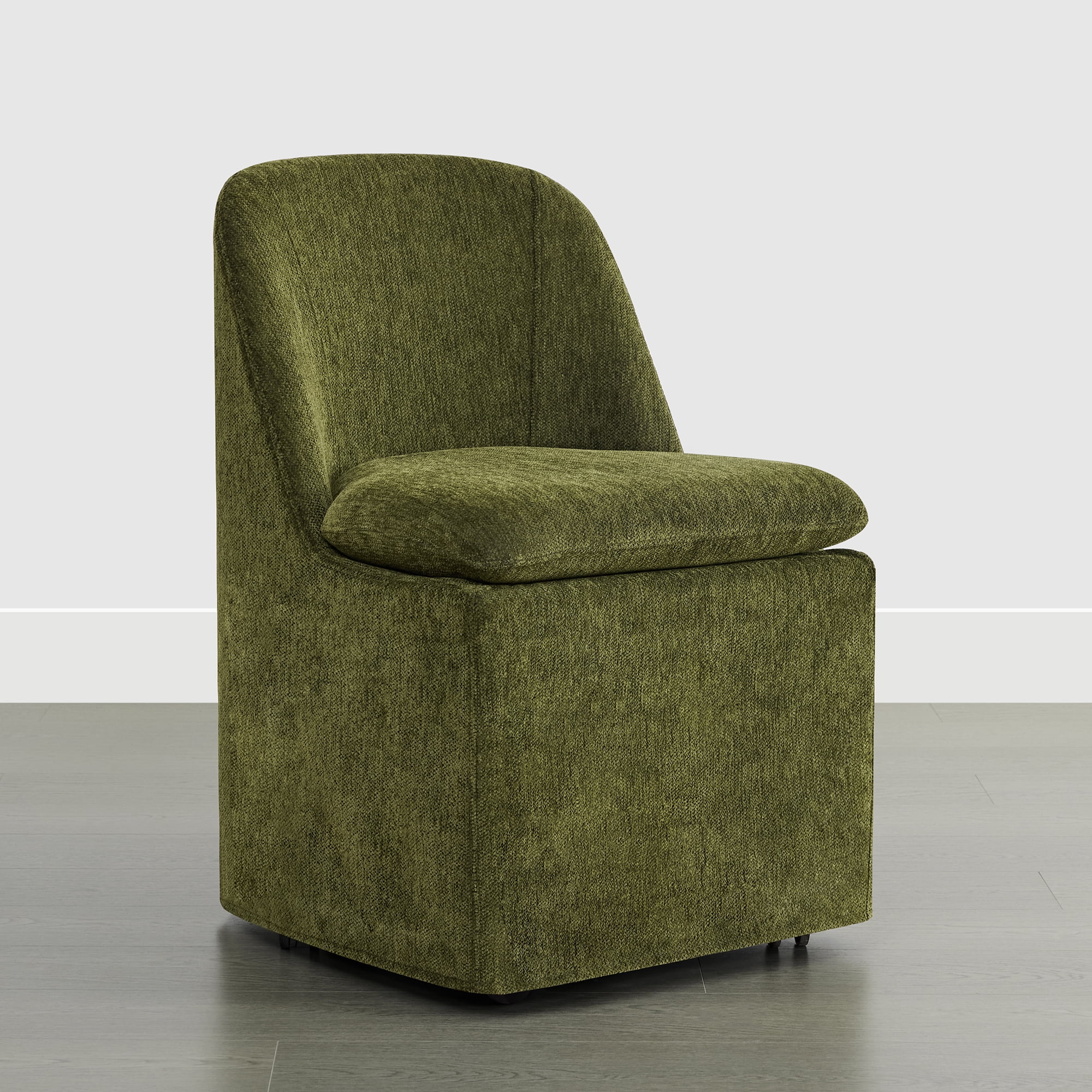 Spruce & Spring Slipcover Dining Chair with Upholstery and Hidden Casters Set of 2, Green