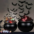 thumbnail image 2 of PMU Halloween Cauldron 2Pc- 18",16" Witch Plastic Cauldron Candy bowl Black, For Halloween Decor, 2 of 6