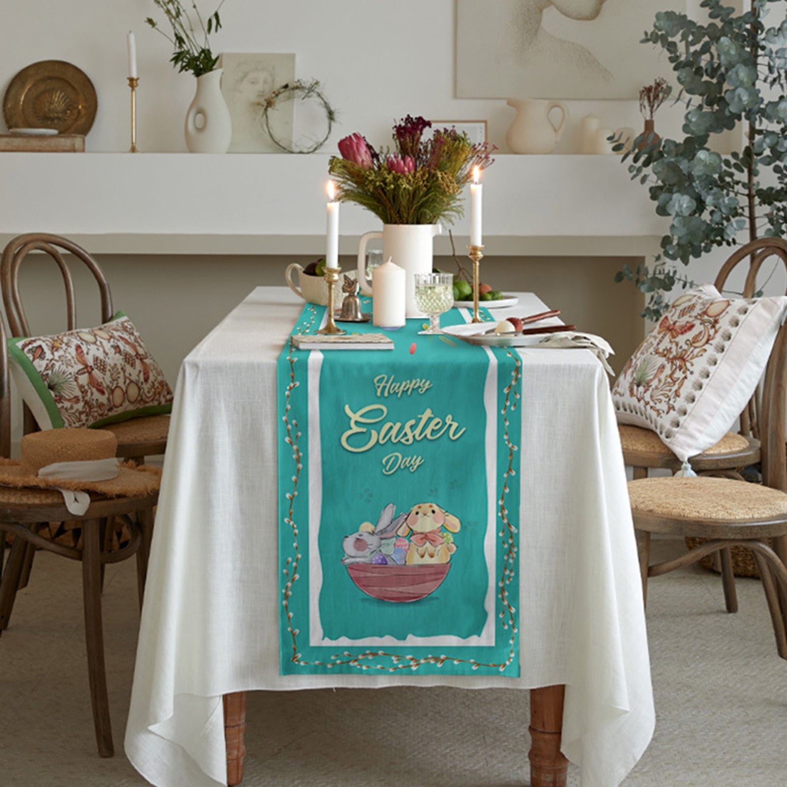 Dreamlike Falling Green Clovers Symbol of St Patricks Day Table Runner Set Cotton Linen Table Mats for Dining Table Kitchen Decoration 13 x 70 Inch Table Runner with Placemats Set of 6 Dreamlike Falling Green Clovers Symbol of St Patricks Day Table Runner Set Cotton Linen Table Mats for Dining Table Kitchen Decoration 13 x 70 Inch Table Runner with Placemats Set of 6