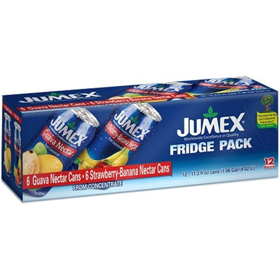Jumex Guava Nectar And Strawberry-Banana Nectar Fridge Pack | Recyclable Can With Non-Bpa Lining | Two Varieties In One Convenient Package | 11.3 Fl Oz (Pack Of 12)