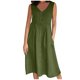 thumbnail image 3 of Vestido Corto de Manga Larga para las Mujeres Color Sólido Cuello Tripulación Vestido de Manga Corta, Bolsillo Rodilla Longitud Vestido de Verano para las Mujeres, 3 of 7
