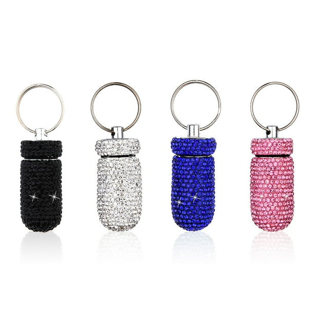 Billuyoard 4 piezas de estuches para pastillas a prueba de agua, Mini dispensador de diamantes de imitación, soporte reutilizable, organizador Almacenamiento y organización del hogar