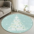 thumbnail image 3 of Christmas Teal Round Area&nbsp;Rug 3.3ft Green White Xmas Tree Winter Snowflakes Non-Slip&nbsp;Washable Circle Rugs Soft Felt Indoor Floor Mat for Bedroom Kitchen Living Room Bathroom, 3 of 9