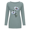thumbnail image 3 of Abcnature Oversized Plus Size Women Casual Loose Long Sleeve Tops T Shirts Autumn Winter Flower Print High Low Hem T-shirt Ladies Raglan Shirt Tops Pullover Tee Gray XL, 3 of 6
