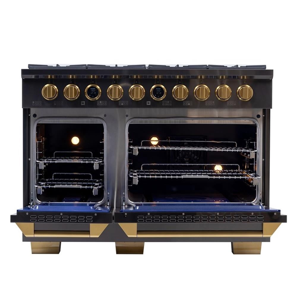 Pemberly Row 48" 8 Burners Dual Fuel Range for Natural Gas in Titanium Steel