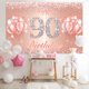 thumbnail image 4 of Fondo De Pancarta De Feliz Cumpleaños Número 90, Suministros De Decoración Para Fiesta De 90 Cumpleaños Para Mujeres O Hombres, Oro Rosa, 4 X 6 Pies, 4 of 5