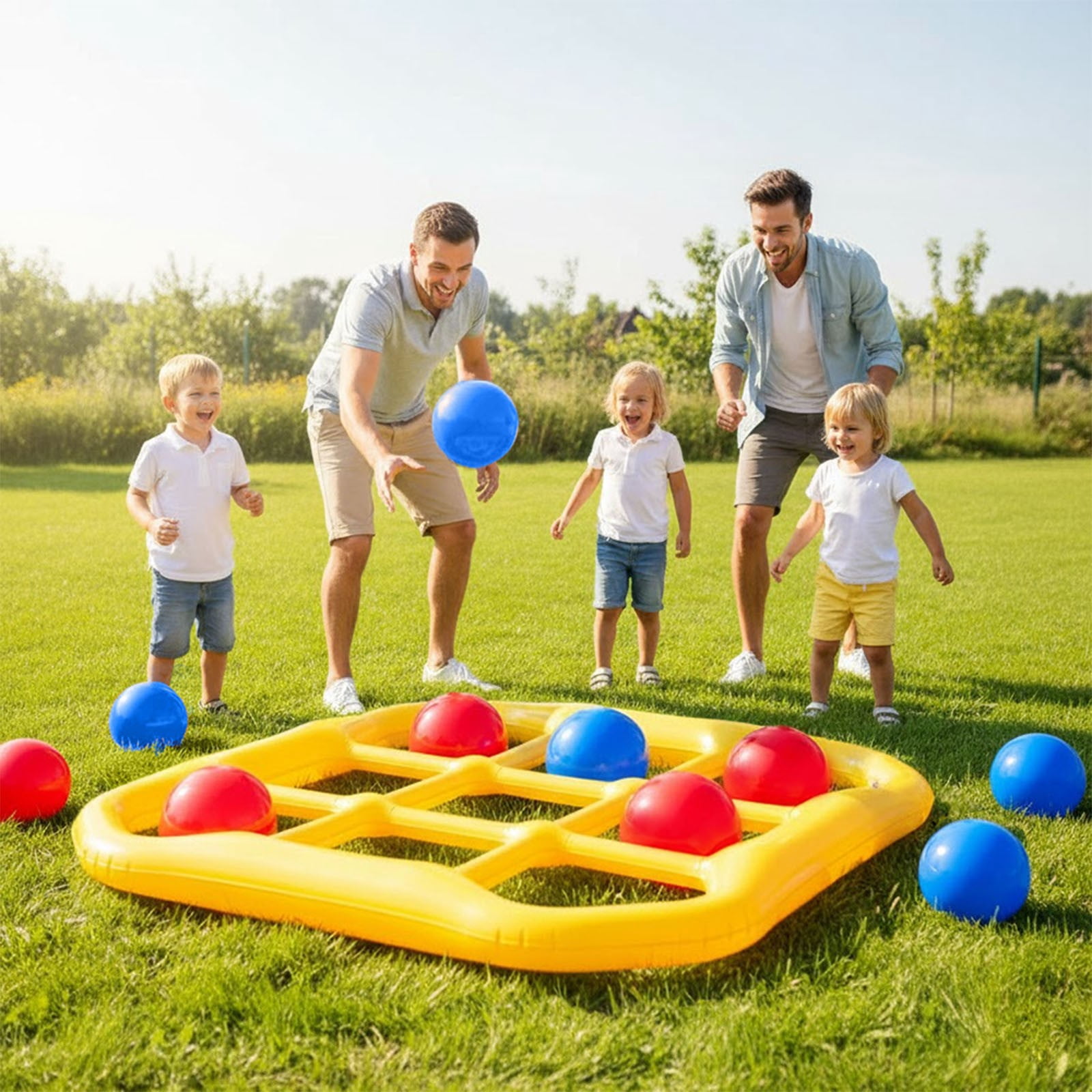 karymi Inflatable Tic Tac Toe Floating Pool Game Set with Ten 8 Inch Balls for Outdoor Yard Beach and Family Fun Durable Material for Adults Teens Party Favors