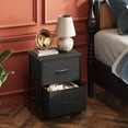 thumbnail image 2 of Black Night Stand Small Dresser with 2 Drawers and Wooden Top Bedside Table with Fabric Bins End Table for Bedroom Closet Entryway College Dorm Charcoal Black, 2 of 7