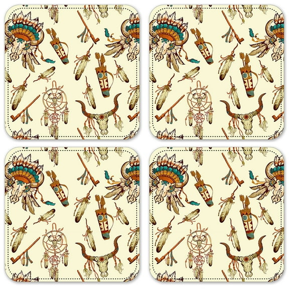 Vinyl Drink Coasters - Set of 4 - Seamless Western