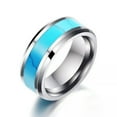 thumbnail image 5 of EOEMY 8mm Turquoise Titanium Steel Silver Gold Black Band Male Fashion Ring Size 5-14, 5 of 9