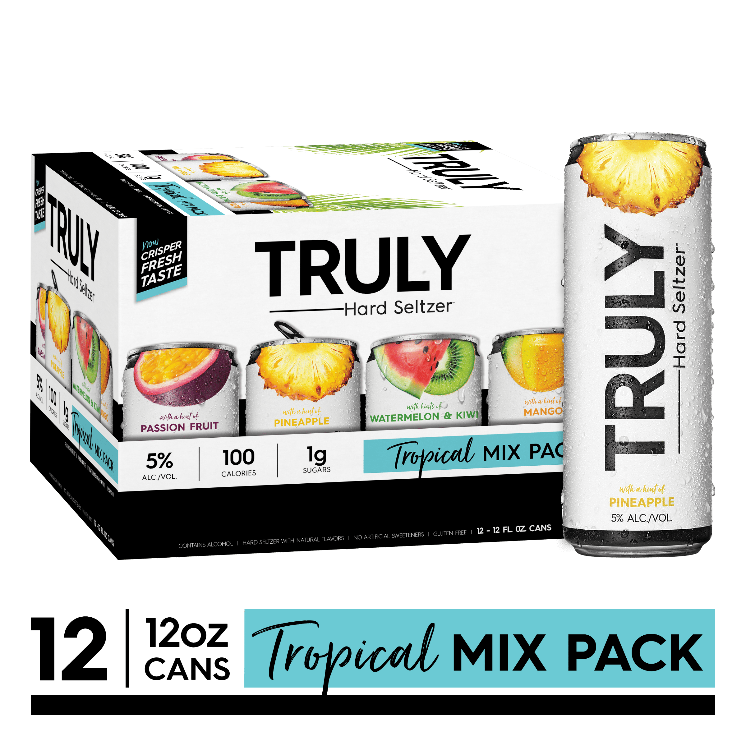 TRULY Hard Seltzer Tropical Variety 12pk 12oz Beer White Cans Gluten