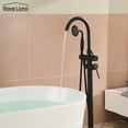thumbnail image 2 of Boyel Living Freestanding Bathtub Faucet with Hand Held Shower and Double Handle Tub Filler Floor Mount Spray Tub Spout (Matte Black), 2 of 8