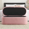thumbnail image 4 of Teddy Upholstered Storage Ottoman Bench 45.5 inches Length, Bedroom Storage Furniture, End of Bed Stool with Safety Hinge-Pink Teddy, 4 of 9