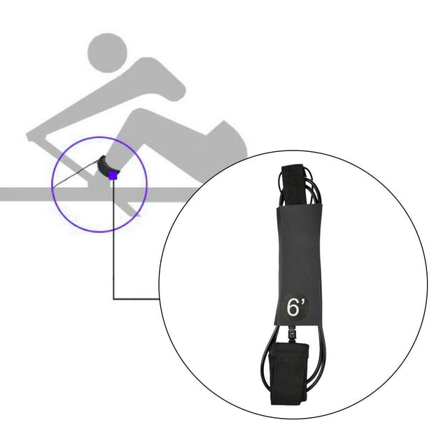 Tabla de surf Leash Paddleboard 7 mm de espesor Accesorios de surf Pie Cuerda Pierna Cuerda 6 pies Cola Correa de tobillo de surf