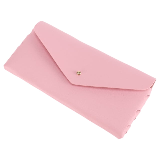 Estuche para gafas de botón triangular Unique Bargains, simple y portátil, almacenamiento de gafas en color rosa