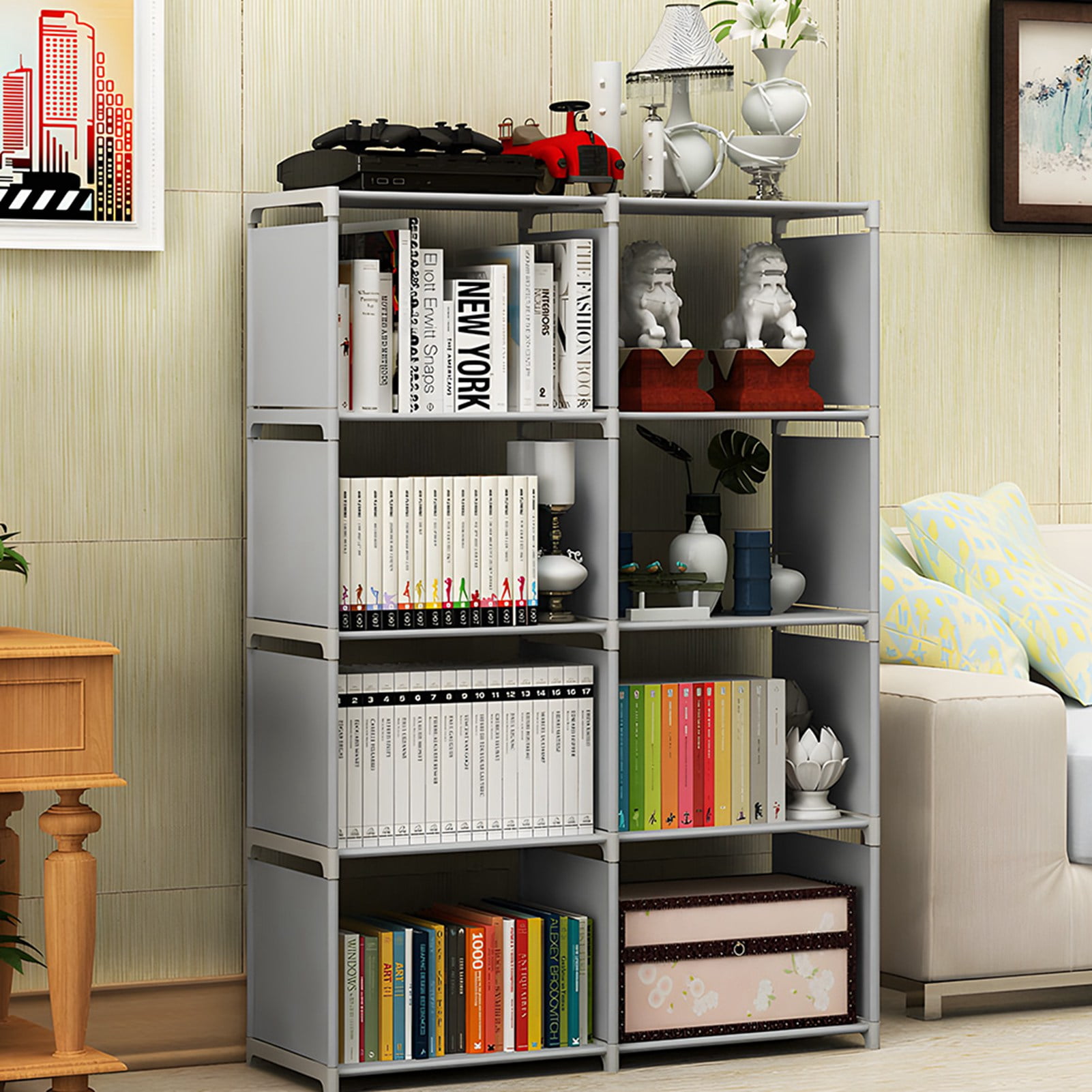 Bookshelf, 5 Tier Book Shelf 8 Cube Storage Tall Bookcase Shelf Bookcase Book Shelf Cube Organizer Cube Shelves Bookshelf for Bedroom, Living Room, Office, Closet, Study Room