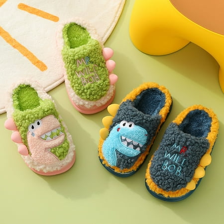 

Cathalem Slipper Boots Toddler Boy Girls Boys Unisex Home Slippers Warm Dinosaur House Dinosaur Slippers for Toddler Boys Green 31