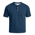 thumbnail image 6 of Fengqque Mens Henley Shirts Short Sleeve Casual Summer Basic T-Shirts 3 Button Solid Collarless Shirts for Work Navy S(S), 6 of 6
