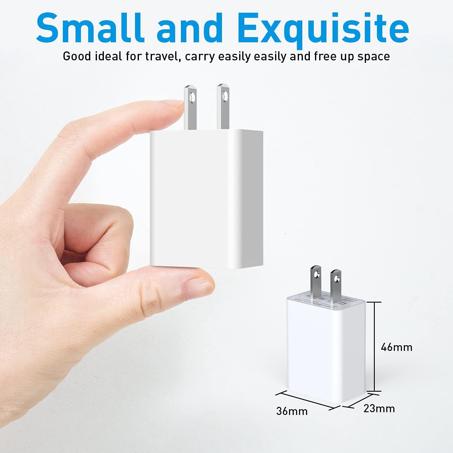 5V2A Power Adapter Plug for Wall Outlet (White, 1pcs), USB Charger Block for Cell Phones, Tablets, Earphones, Power Banks, Smart Wearables, Toys and More Electronic Gadgets