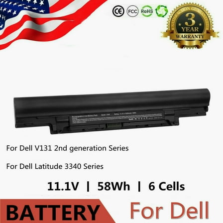 FOR Dell Latitude 3340 3350 Battery 11.1V 5200mAh YFDF9 HGJW8 5MTD8 451-BBJB