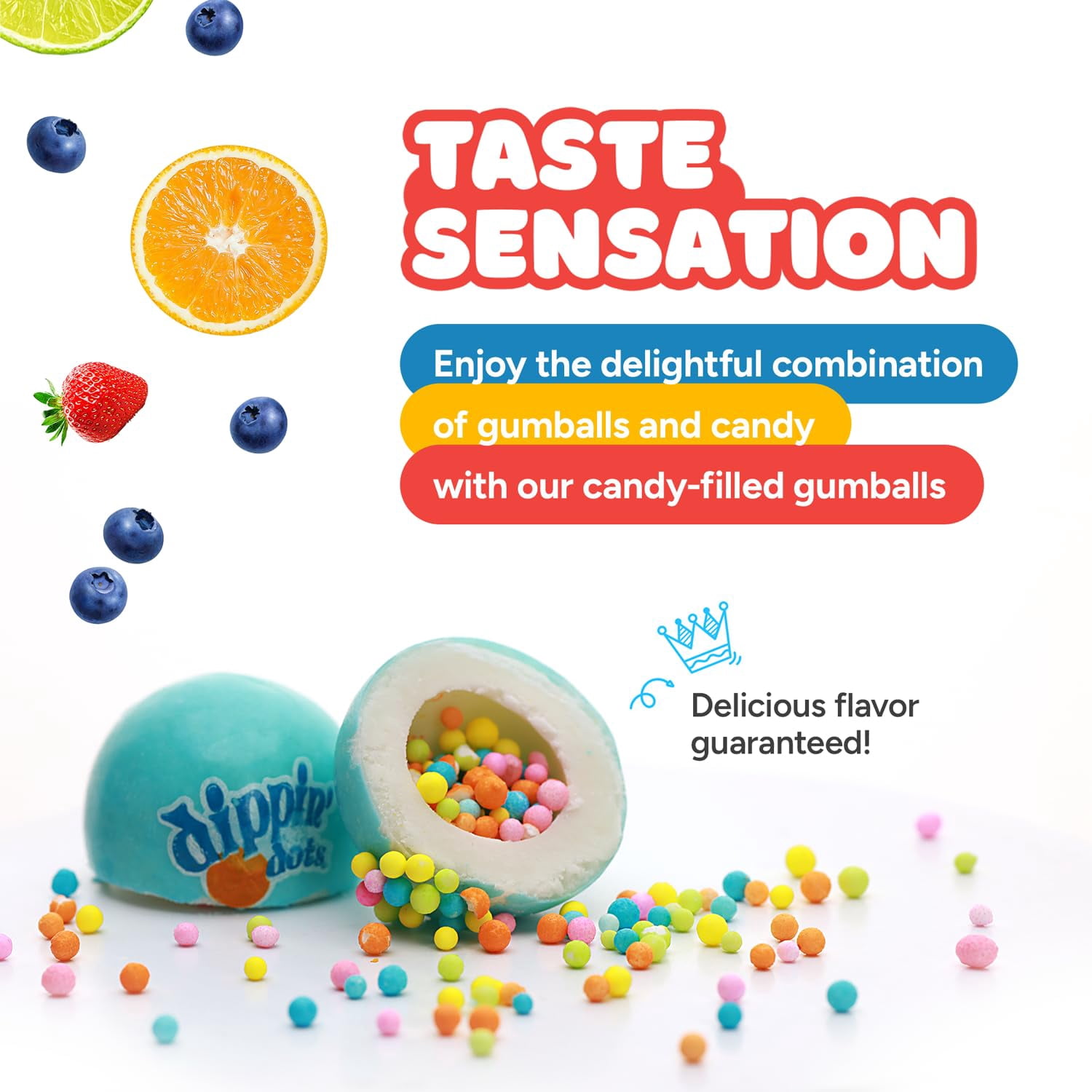 Gumballs for Gumball Machine - 1 Inch Candy Filled Gumballs - 1.7 Lb Gumball Machine Refills - 90 Pcs Candy Filled Large Gumballs Bulk - Bubble Gum Refill for Machine - Bulk Gum for Kids