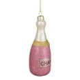 thumbnail image 3 of Northlight 5.25" Pink Glittered "CHEERS" Champagne Bottle Glass Christmas Ornament, 3 of 5
