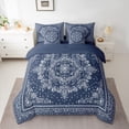 thumbnail image 2 of Manfei Boho Exotic Style 7-Piece Twin Bedding Sets,Retro Victorian Floral Bedding Comforter Set,White Blue Sheet Sets For Adults,Microfiber Bedroom Decor Reversible, 2 of 8
