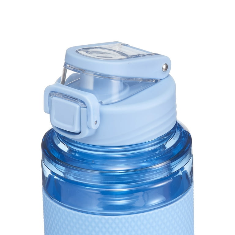 Mainstays 32 oz Blue Essence Solid Print Plastic Water Bottle with Wide  Mouth Lid 