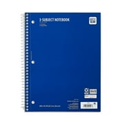 Pen+Gear College Ruled 3-Subject Spiral Notebook, Blue, 10.5 in x 8 in, 120 Sheets