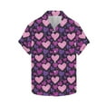 thumbnail image 5 of VBTAPA Hawaiian Shirt for Men Valentines Love Heart Print Short Sleeve Beach Vacation Button Down Shirt Casual Holiday Top Light Purple XXXL, 5 of 6