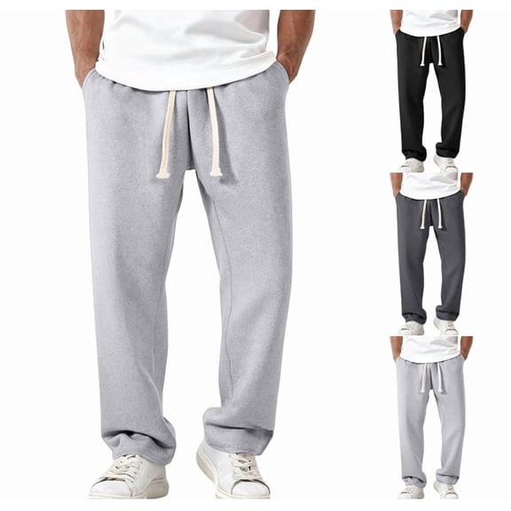 Waffle Pants Men Textured Drawstring Waist Solid Wide Leg Trousers Loose Fit Lightweight Breathable Hiking Sweatpants Light Gray XL