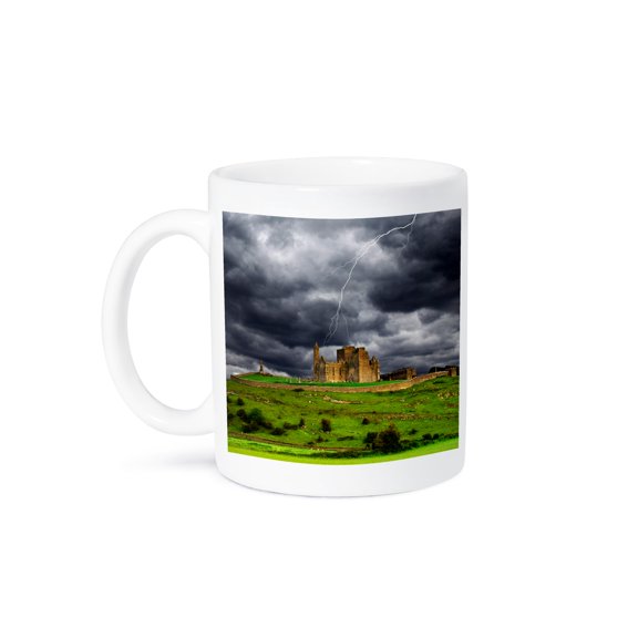 3dRose, Ireland, County Tipperary. Lightning over ruins of the Rock of Cashel., 15oz Mug