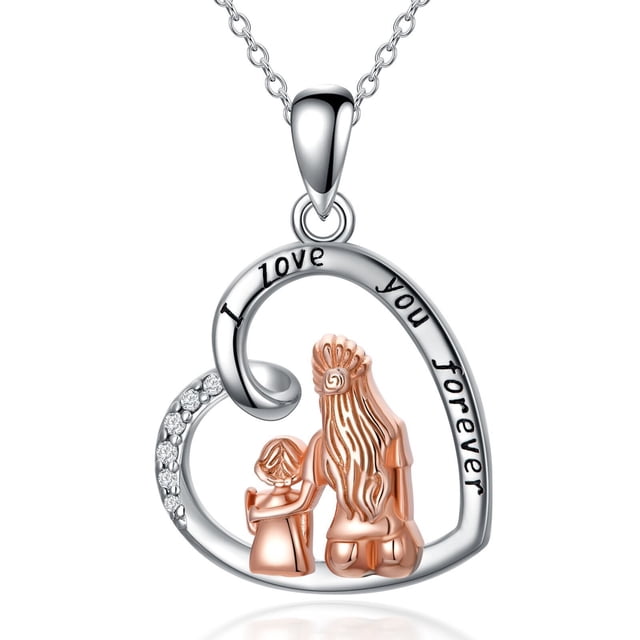Collar de mamá Regalos de plata esterlina Madre Hija Amor Corazón Colgante Collar Joyería Regalos Siempre mi madre para siempre mi amiga BRILLAR Rojo Verde
