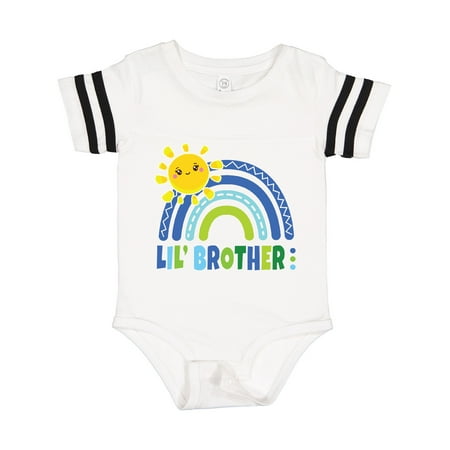 

Inktastic Family Lil Brother with Blue Rainbow Gift Baby Boy Bodysuit