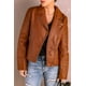 thumbnail image 2 of ABPHQTO Chaqueta Moto Mujer Piel Marrón Cremallera, 2 of 5